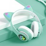 هدفون بلوتوثی مدل گربه ای mz023 سبز